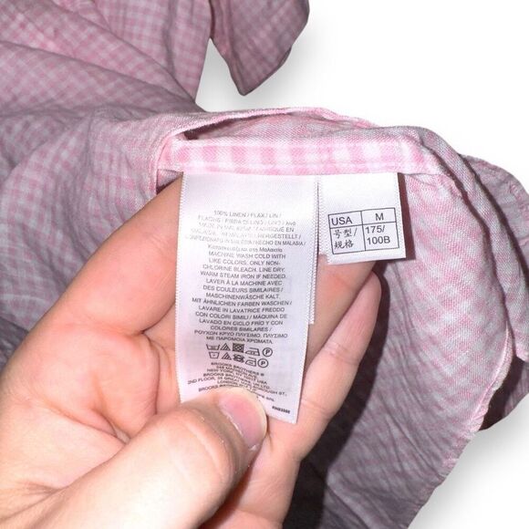 Brooks Brothers Pink 100% Baird Mcnutt Linen S/S Button Down - Picture 8 of 9